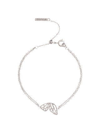 Olivia Burton Butterfly Wing Chain Bracelet, Silver OBJ16EBB03