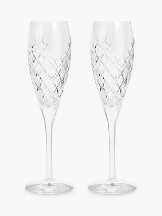 Soho Home Barwell Crystal Cut Champagne Flutes, 150ml, Set of 2