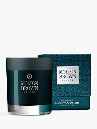 Molton Brown Russian Leather Single Wick Scented Candle, 180g
