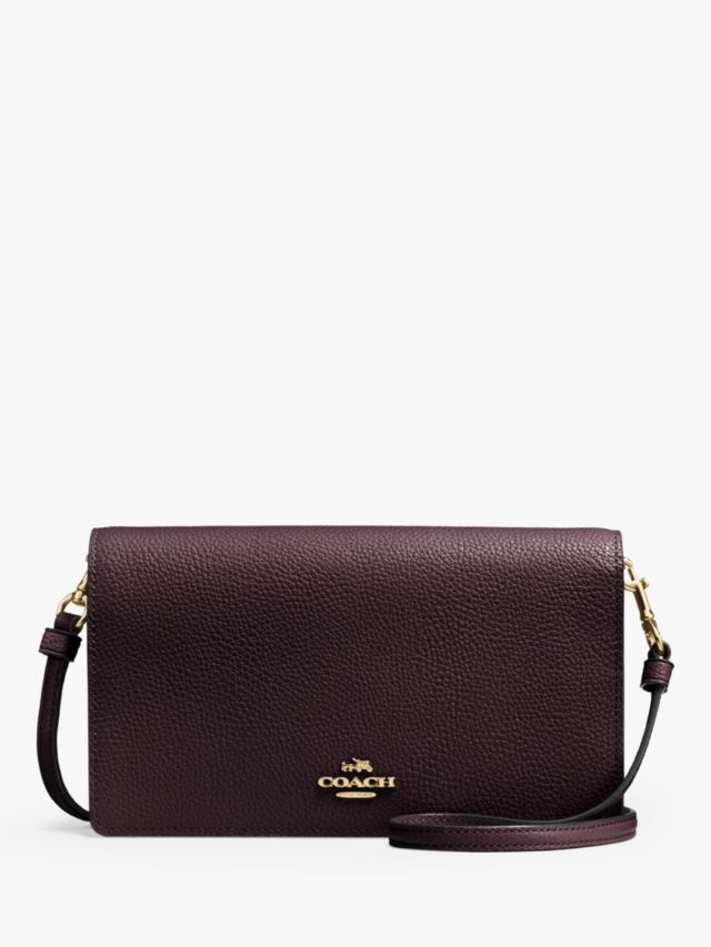 Coach Leather Foldover Cross Body Bag Oxblood