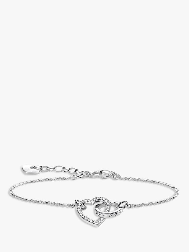 THOMAS SABO Glam & Soul Together Forever Cubic Zirconia Heart and Ring Chain Bracelet, Silver