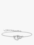 THOMAS SABO Glam & Soul Together Forever Cubic Zirconia Heart and Ring Chain Bracelet, Silver
