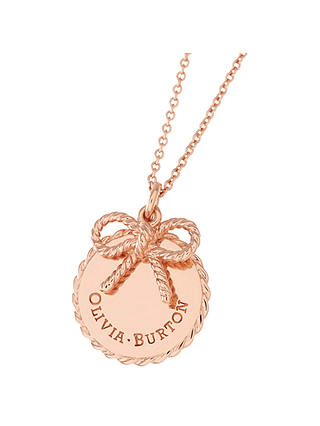 Olivia Burton Coin and Bow Pendant Necklace, Rose Gold OBJ16VBN02