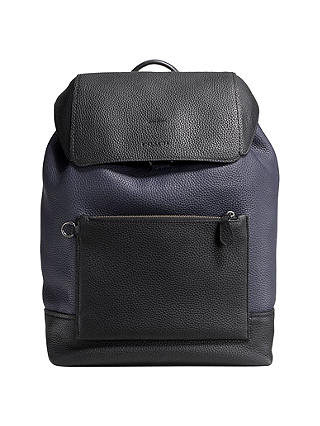 Coach Manhattan Leather Backpack, Navy/Black