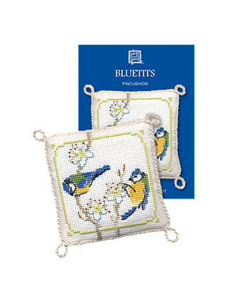 Textile Heritage Blue Tit Pin Cushion Counted Cross Stitch Kit, Multi