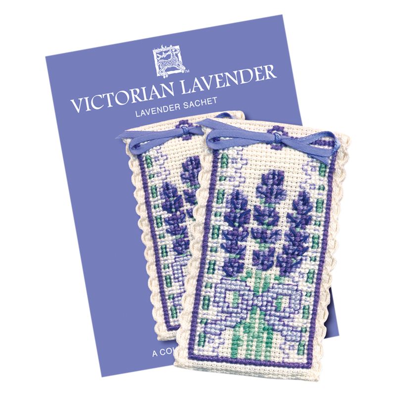 Textile Heritage Victorian Lavender Sachet Counted Cross Stitch Kit, Multi