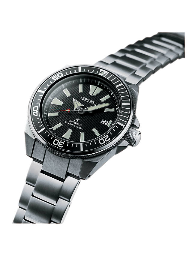 Seiko Men's Prospex Samurai Automatic Bracelet Strap Watch, Silver/Black SRPF03K1