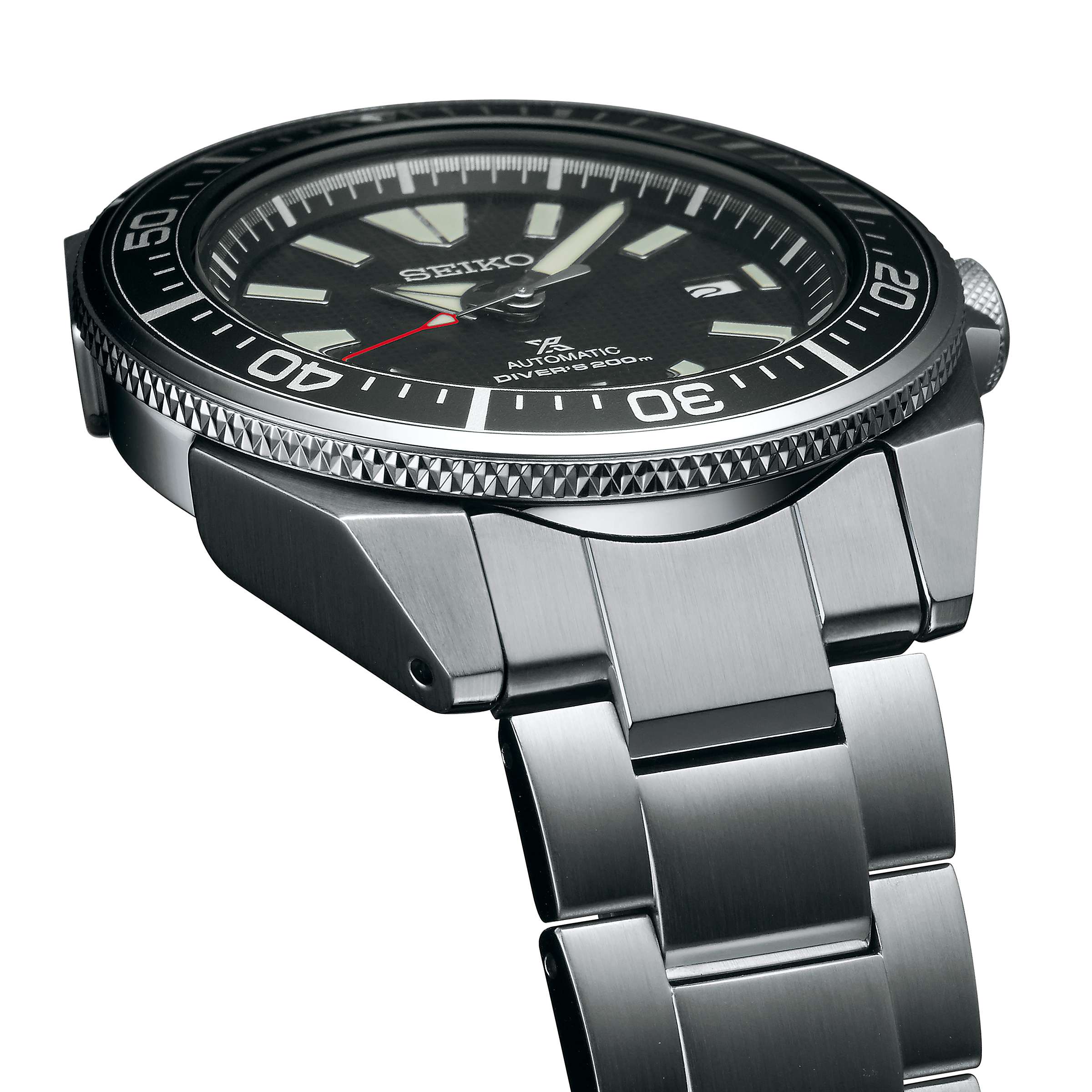 Seiko Men's Prospex Samurai Automatic Bracelet Strap Watch, Silver/Black  SRPF03K1 at John Lewis & Partners