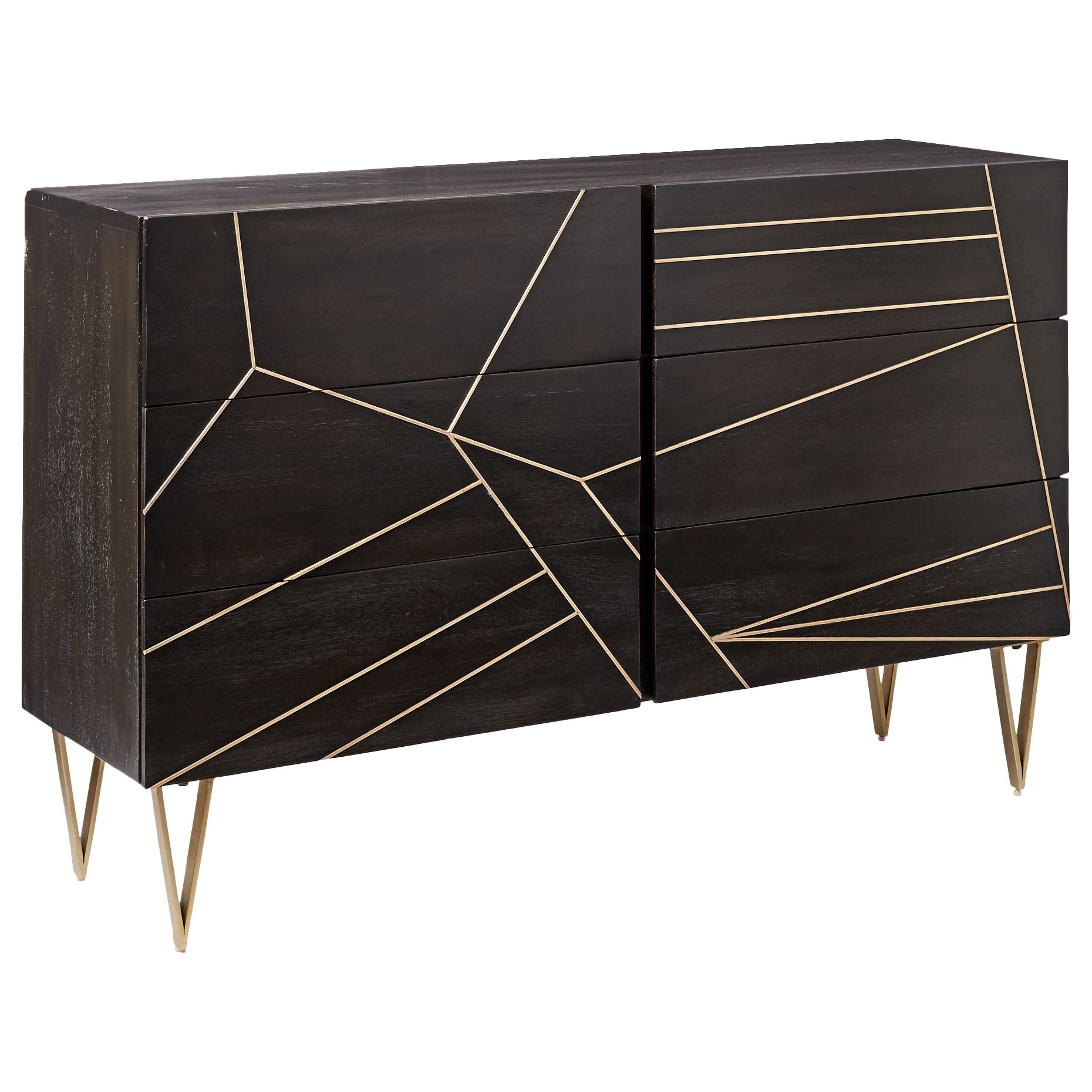 Roar Rabbit For West Elm Geo Inlay 6 Drawer Chest Ebony Brass