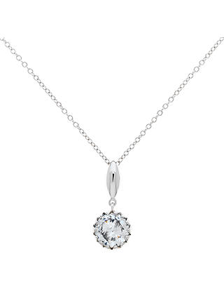 Finesse Cubic Zirconia Scalloped Pendant Necklace, Silver