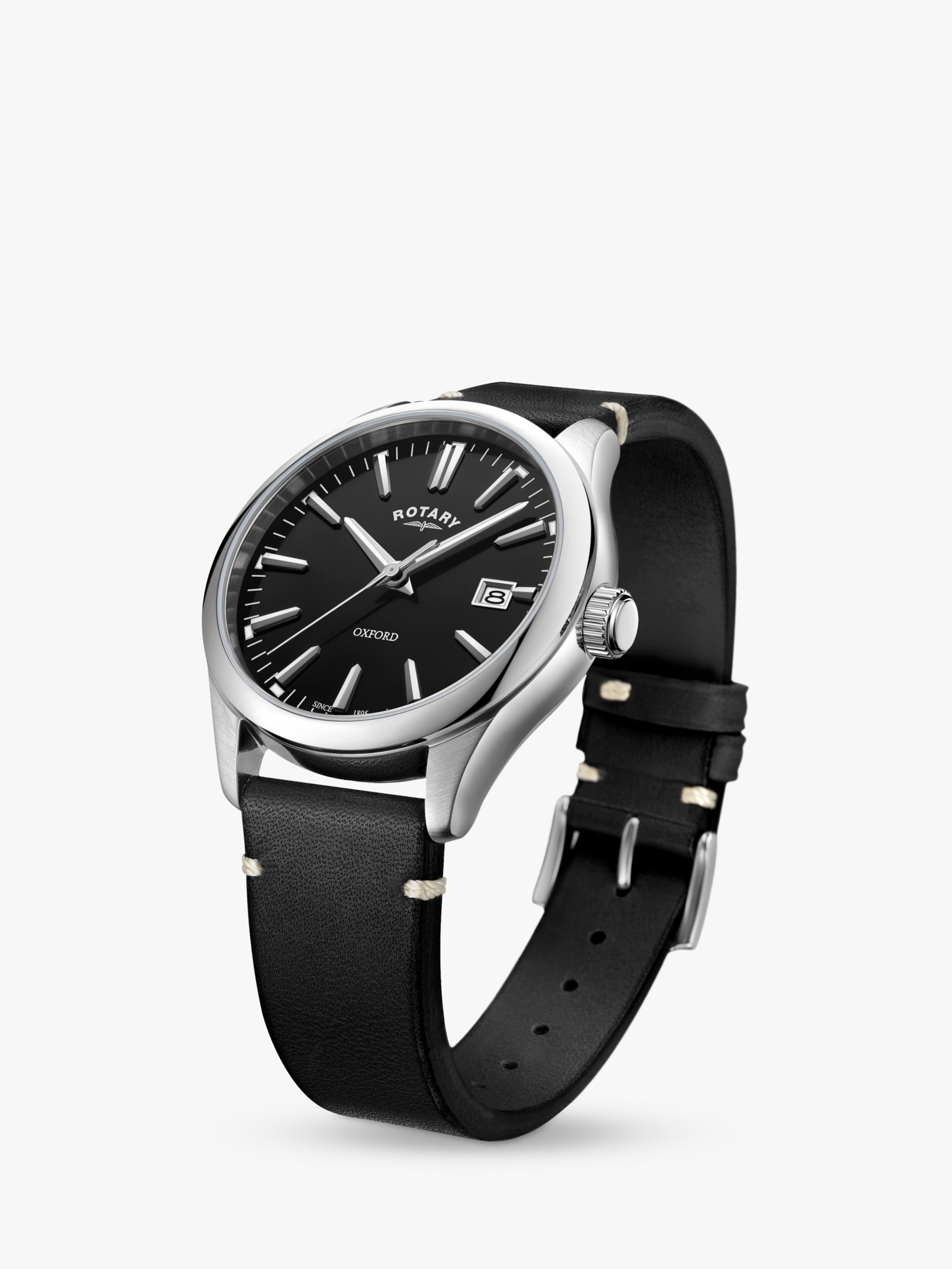Buy Rotary Men's Oxford Date Leather Strap Watch Online at johnlewis.com