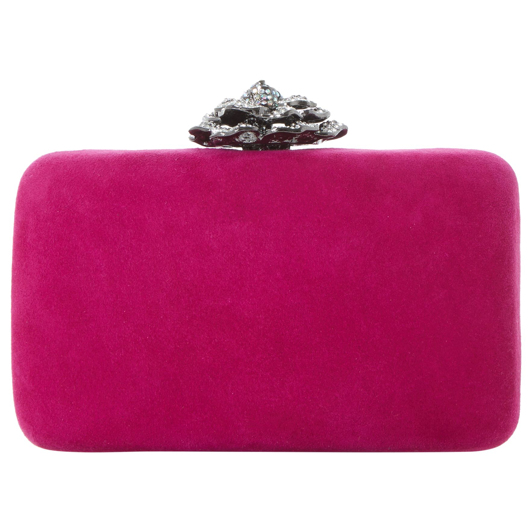 fuchsia clutch bag and shoes