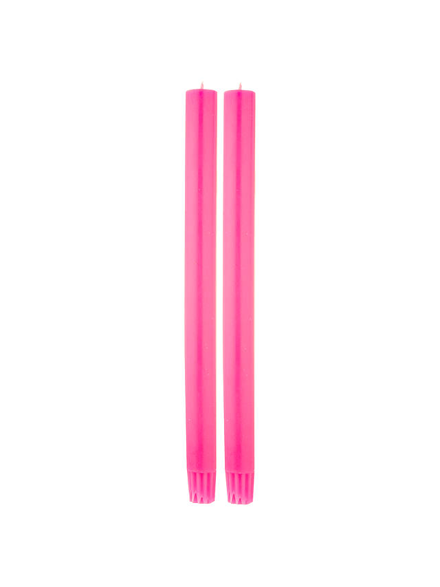 undefined | True Grace Paraffin Wax Dinner Candle, Fluorescent Pink, Pair