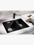 BLANCO Subline 340/160-U Undermounted 1.5 Bowl Composite Granite Kitchen Sink with Left Hand Bowl, Anthracite