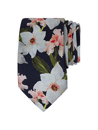 Ted Baker Kelin Bloom Print Silk Tie, Navy