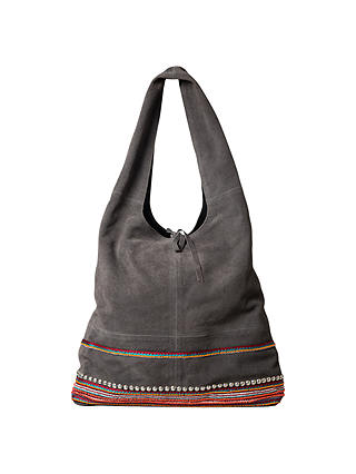 East Leather Patchwork Jute Bag, Greystone