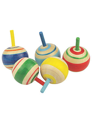 Dizzy Spinners Wooden Mini Tops, Set of 5