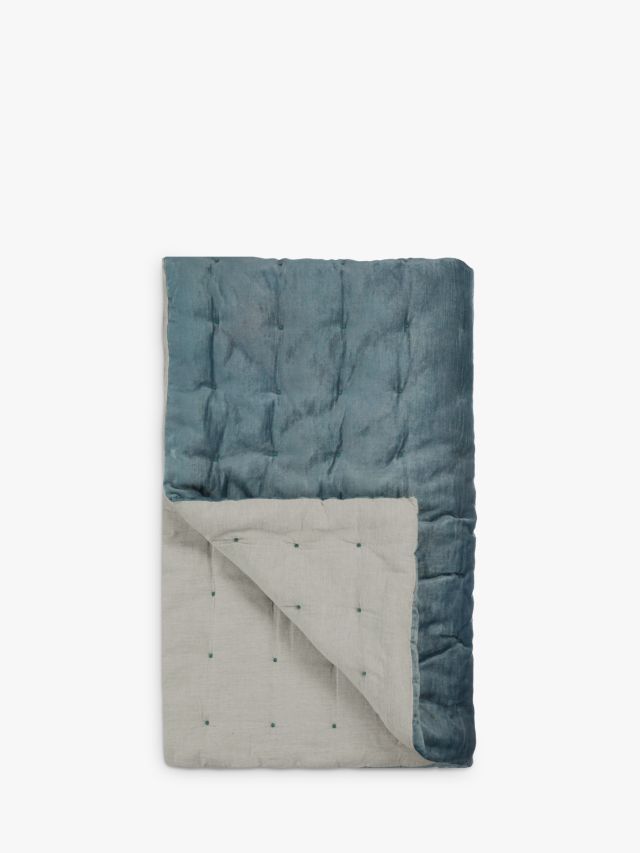 John Lewis Quilted Velvet Bedspread Slate L260 x W250cm