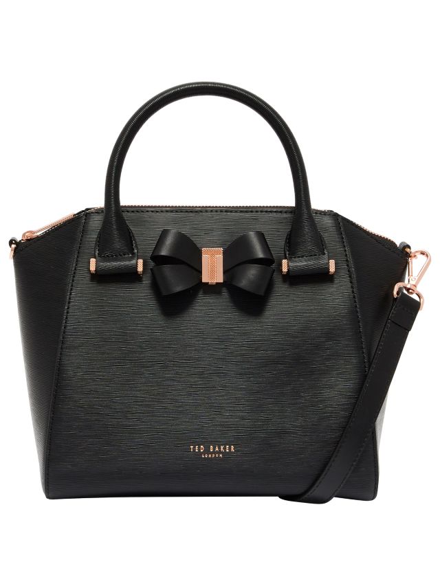 Ted Baker Bow Detail Leather Small Tote Bag, Black