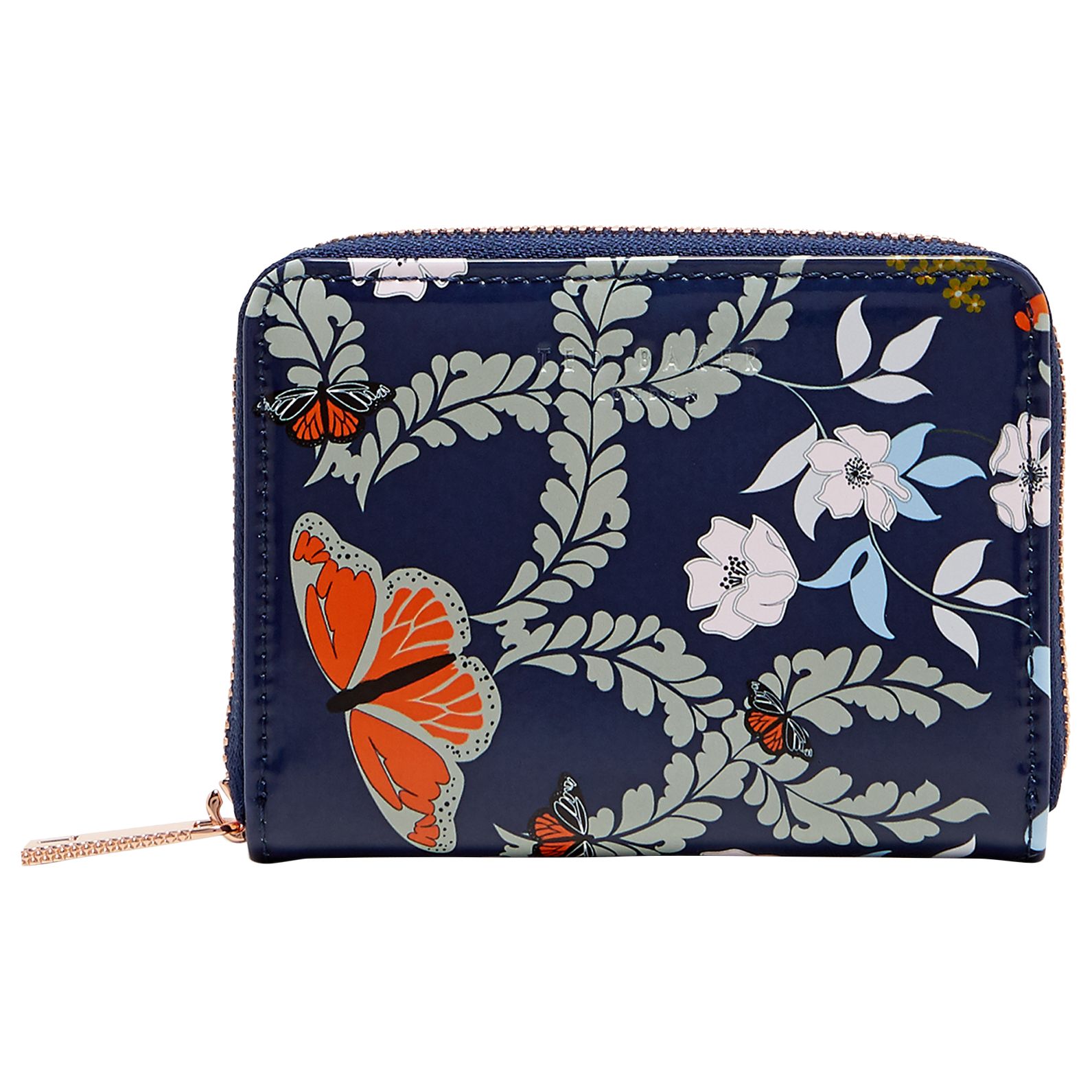 Ted Baker Peeta Kyoto Gardens Leather Coin Purse, Mid Blue