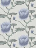 Cole & Son Summer Lily Wallpaper, Blue and Aqua on Pearl 95/4024