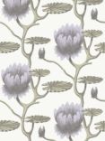 Cole & Son Summer Lily Wallpaper, Soft Lilac and Green on White 95/4023