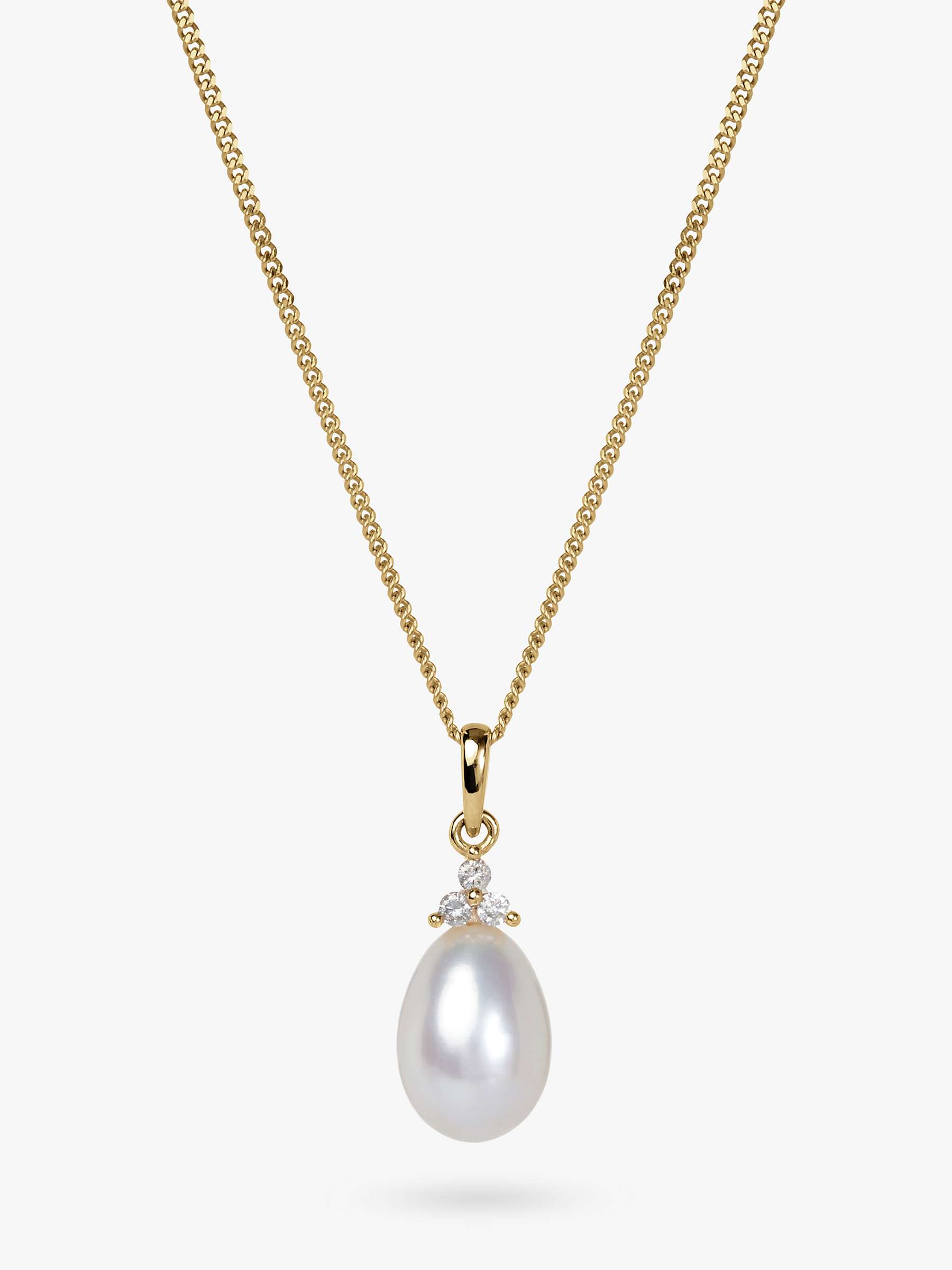 Buy A B Davis 9ct Gold Diamond and Pearl Pendant Necklace, Gold Online at johnlewis.com
