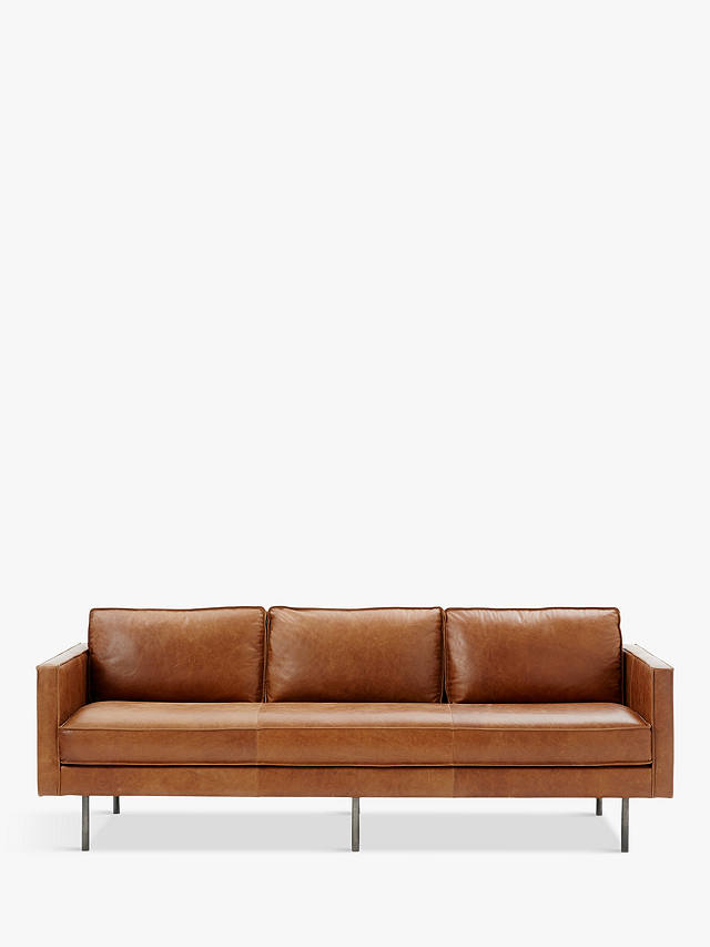 West Elm Axel Large 3 Seater Leather, Saddle Leather Furniture