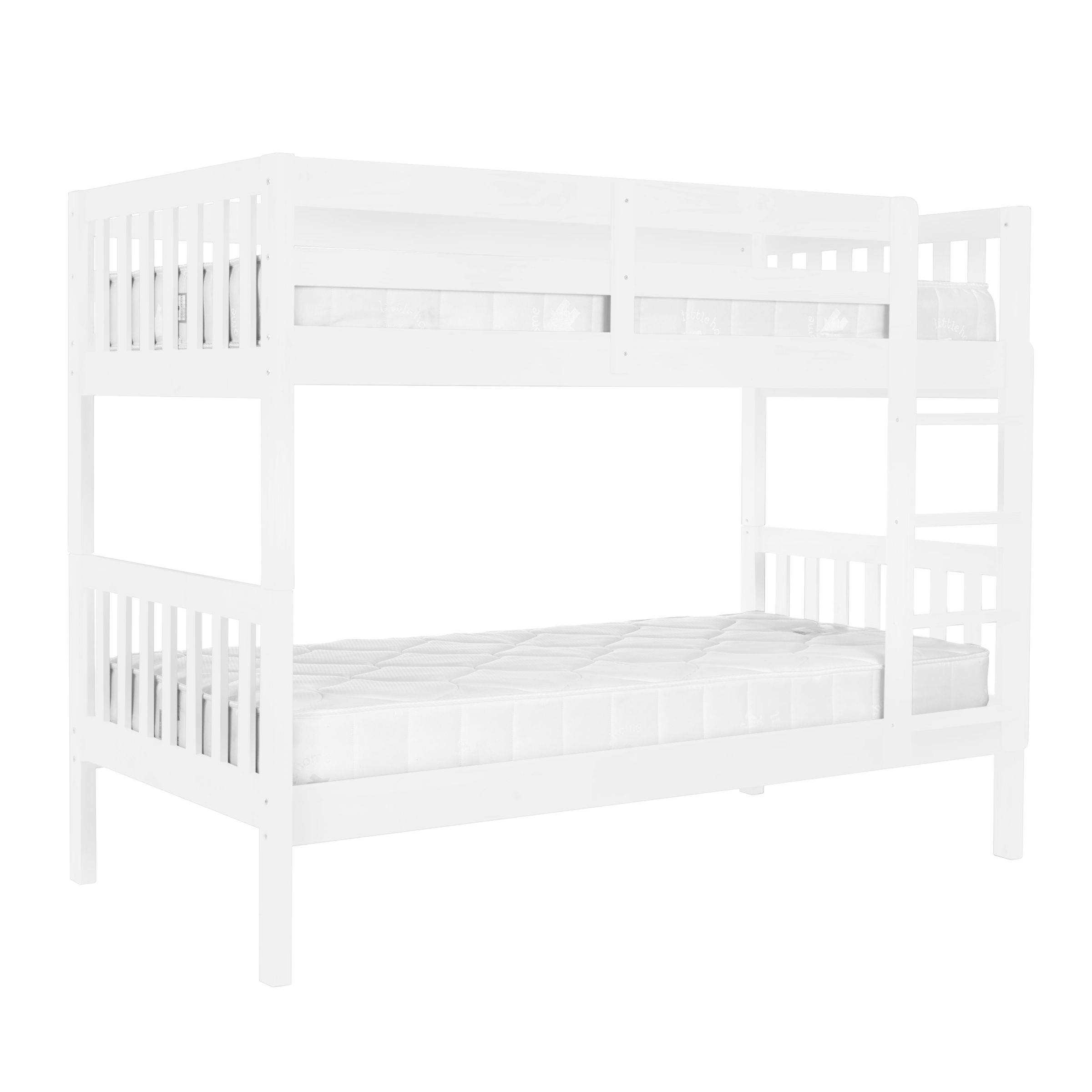 John Lewis ANYDAY Wilton Bunk Bed with little home at John Lewis 15cm Deep Open Spring Water Resistant Mattresses, Single, White