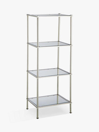 John Lewis & Partners 4 Tier Rust Resistant Stainless Steel and Glass Bathroom Shelf Unit