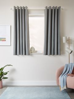 John Lewis ANYDAY Arlo Pair Lined Eyelet Curtains, Storm, W117 x Drop 137cm