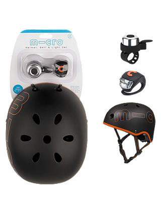 Micro Scooter Helmet Bell And Light Safety Set, Black, Small