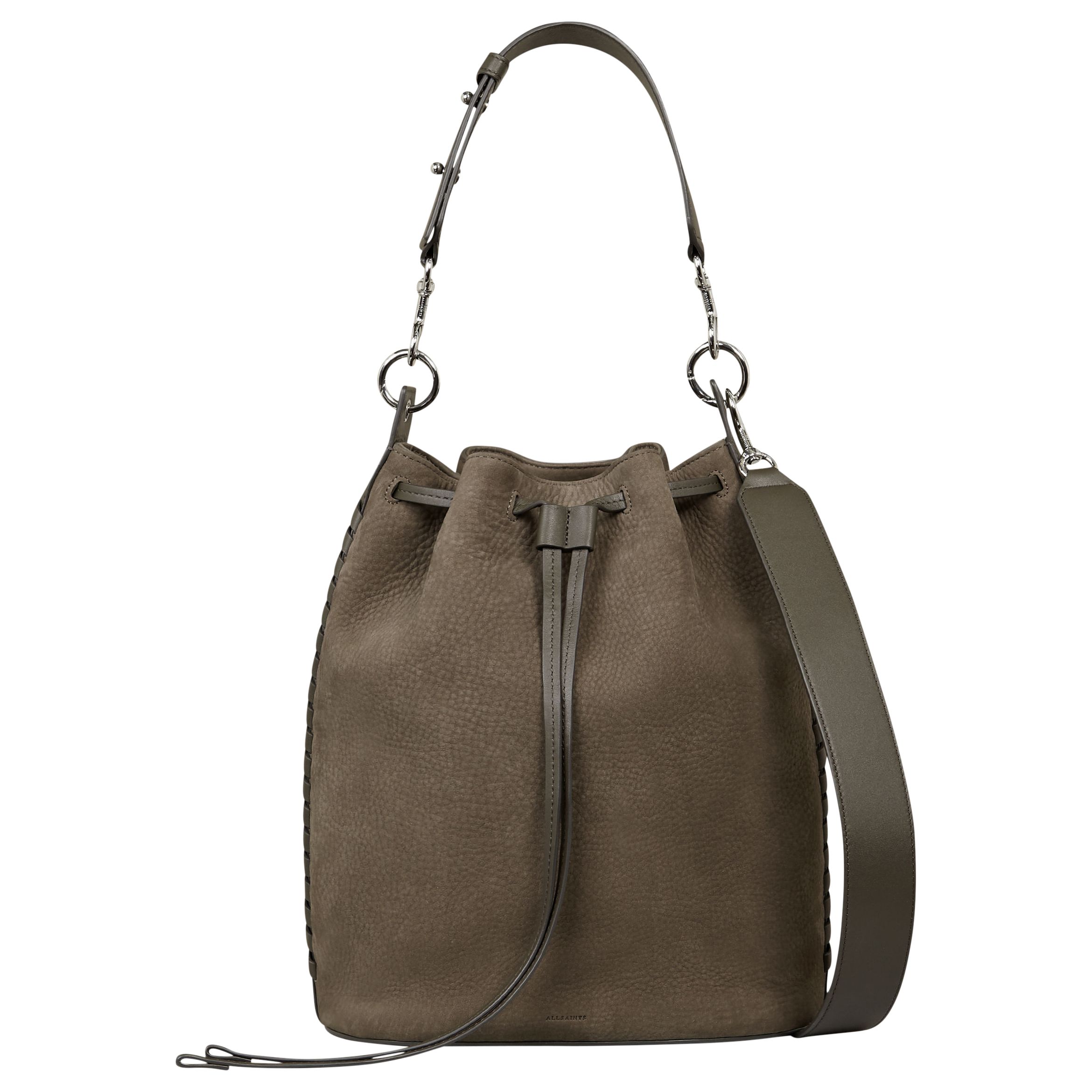 allsaints ray leather bucket bag