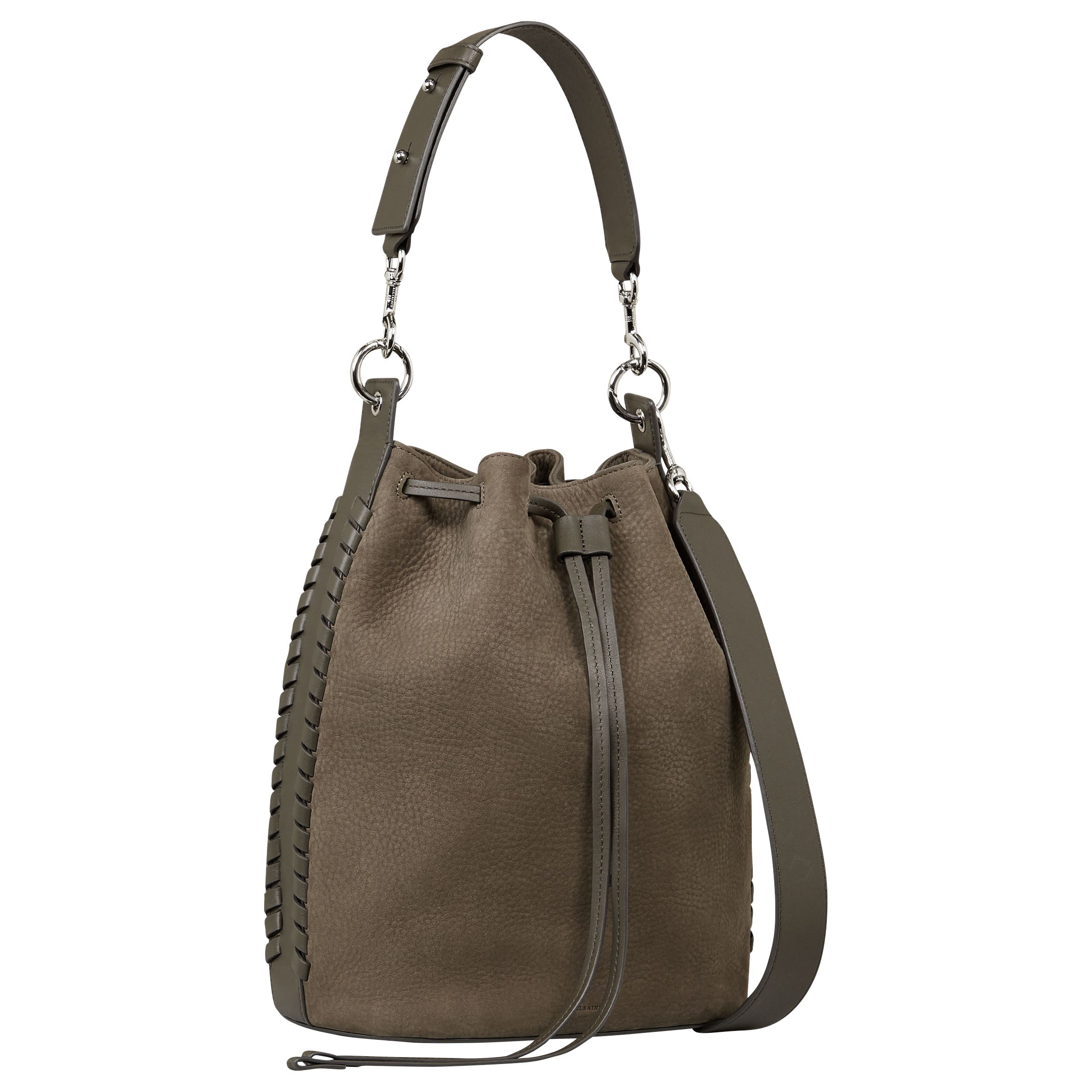 allsaints ray leather bucket bag