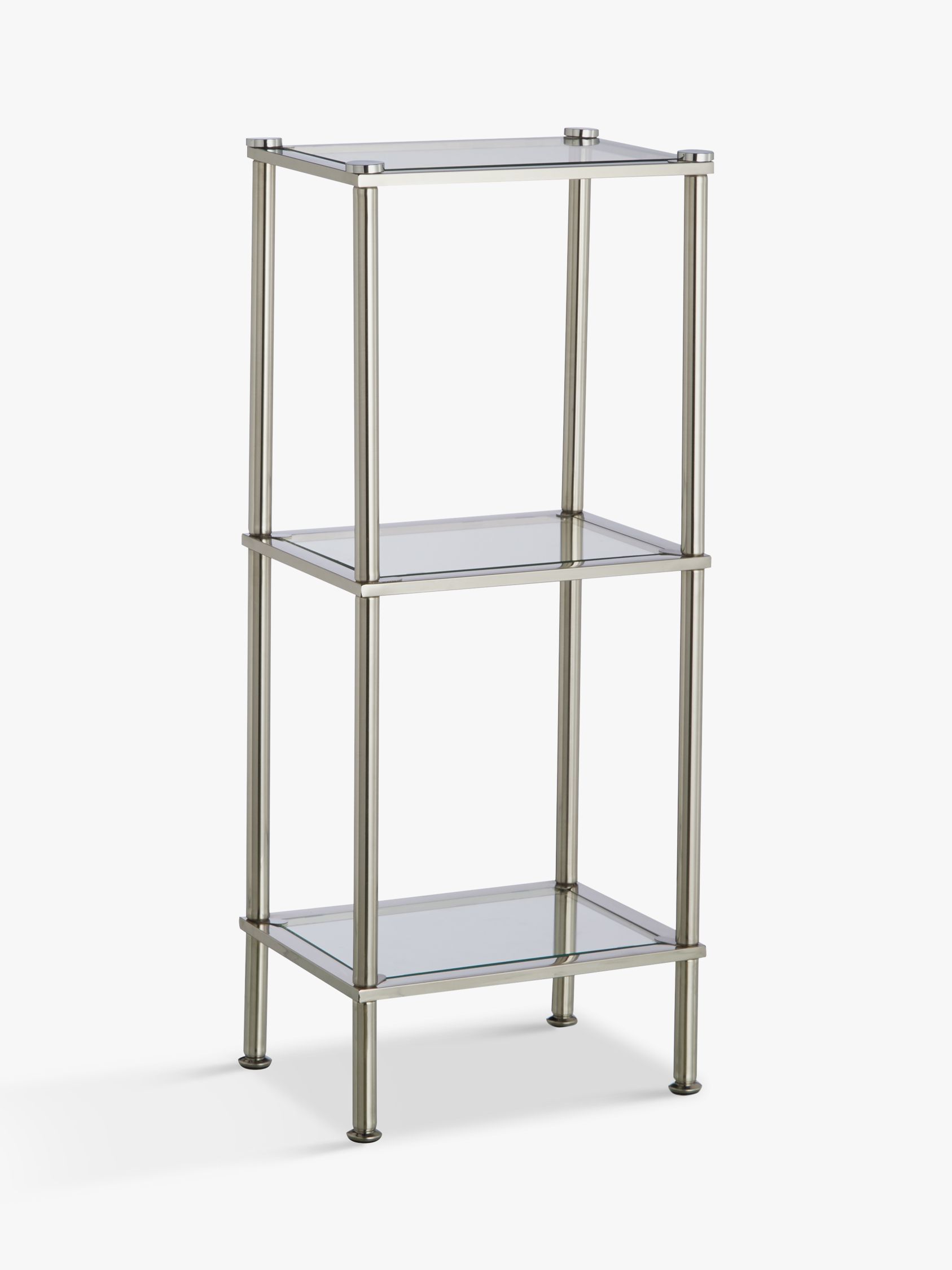 John Lewis & Partners 3 Tier Rust Resistant Stainless Steel and Glass Slim Shelving Unit