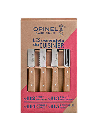 Opinel Knife Set with Beech Wood Handles, Set of 4