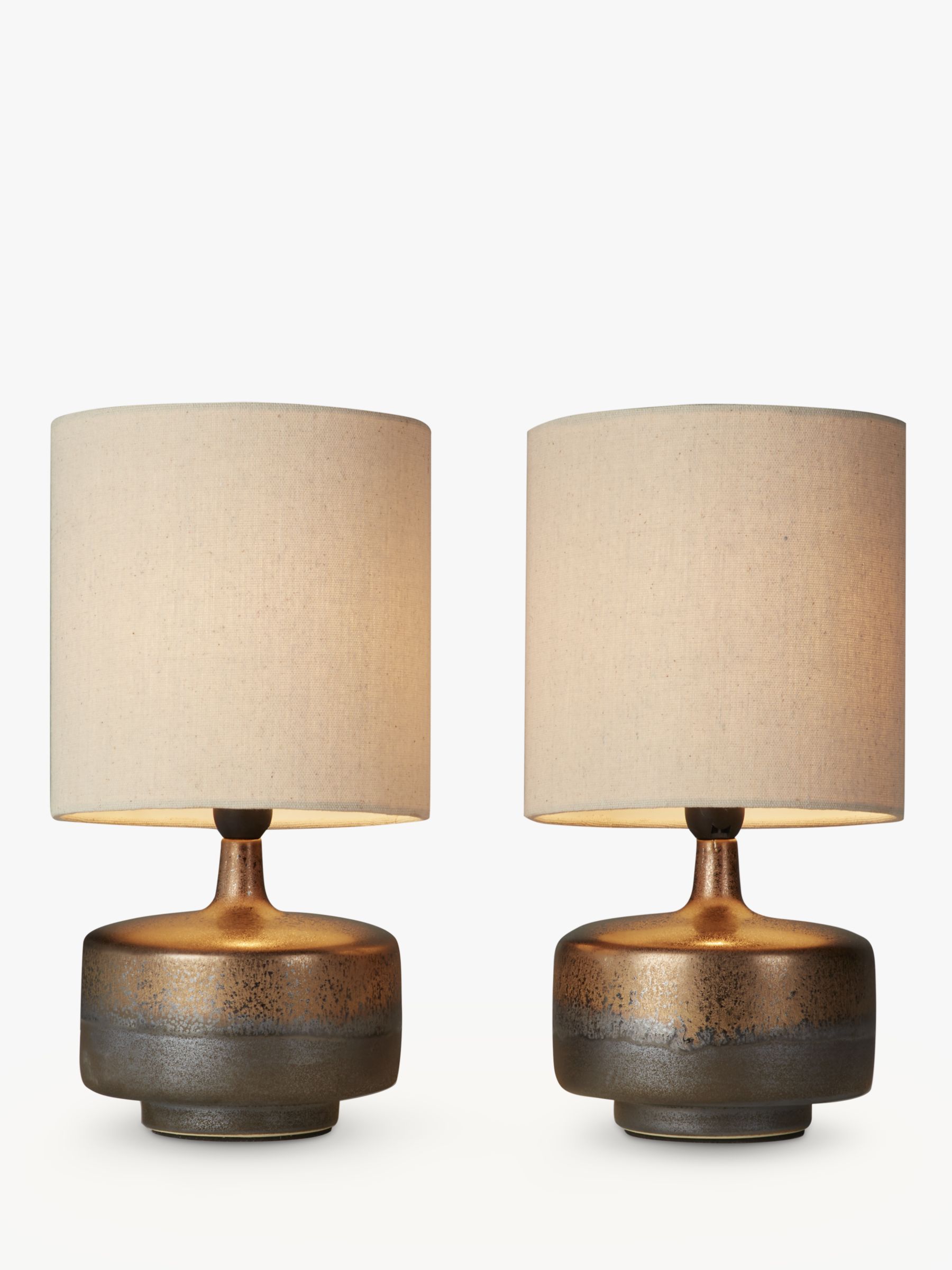 John Lewis & Partners Delaney Metallic Glaze Ceramic Table Lamp, Set of 2