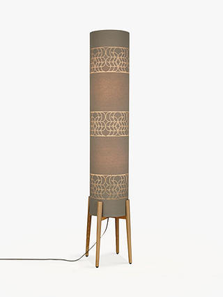 John Lewis & Partners Arvid Pierced Linen Floor Lamp, Khaki
