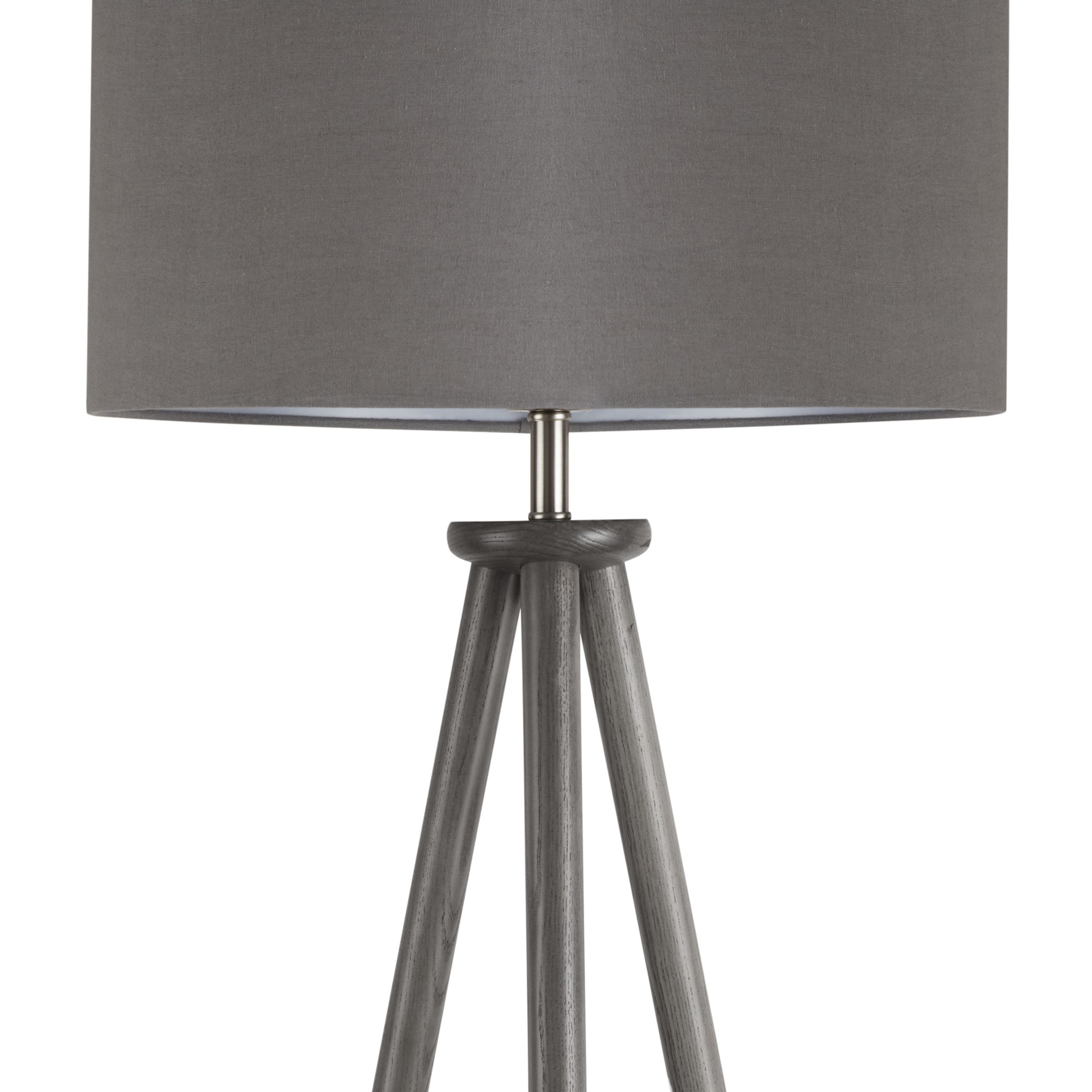 John Lewis & Partners Bruce Ash Wood Tripod Floor Lamp H156cm Grey B+ 