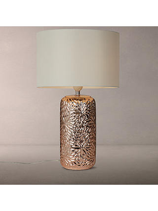 John Lewis & Partners Flora Ceramic Table Lamp, Rose Gold