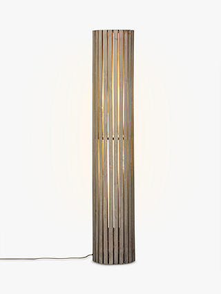 John Lewis & Partners Helston Wooden Slatted Cylinder Floor Lamp, Grey
