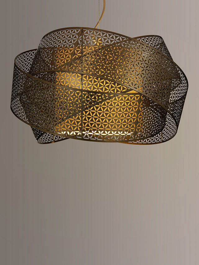 John Lewis & Partners Afia Cutwork Swirl Ceiling Light, Antique Brass