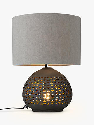 John Lewis & Partners Sabiha Cutwork Dual Lit Table Lamp, Black