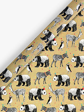 John Lewis & Partners Animals In Party Hats Roll Wrap, 3m