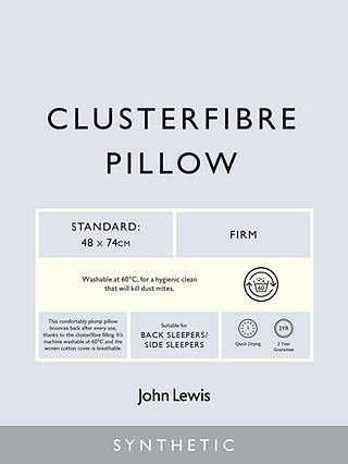 John Lewis Synthetic Clusterfibre Standard Pillow, Firm