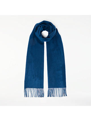 John Lewis & Partners Premium Woven Cashmere Scarf, Blue