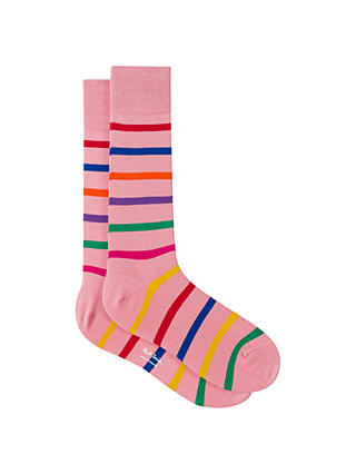 Paul Smith Bright Stripe Cotton Socks, One Size, Pink