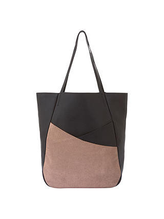 Mint Velvet Leather Asymmetric Shopper Bag, Black
