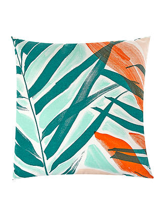 John Lewis & Partners Palm Leaf Showerproof Outdoor Cushion, Green