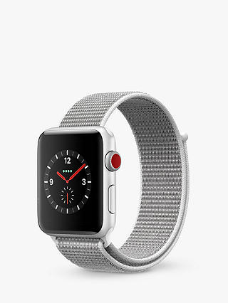 Apple Watch Series 3, GPS and Cellular, 42mm Silver Aluminium Case with Sport Loop, Seashell